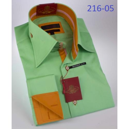 Axxess Green / Orange Modern Fit Cotton Dress Shirt 216-05